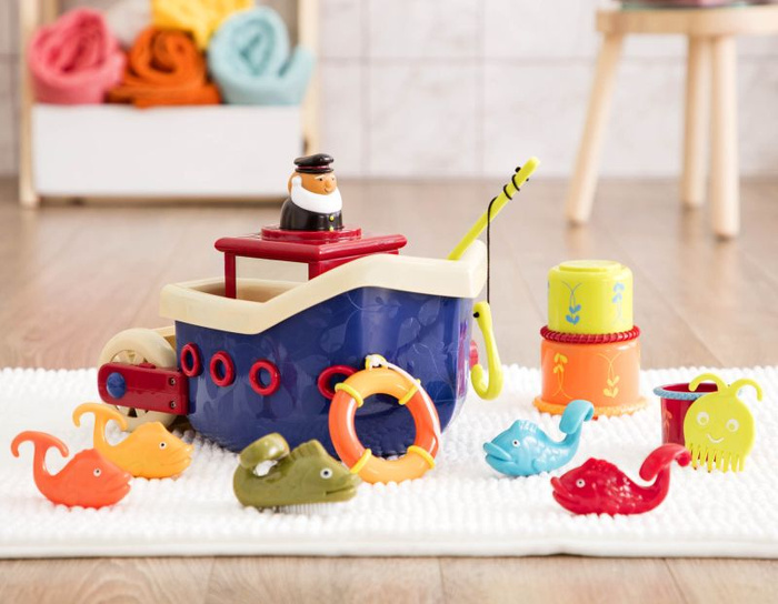 Zestaw zabawek do kąpieli statek rybacki Fish & Splish B.Toys BX2204Z zabawy w łazience na plaży