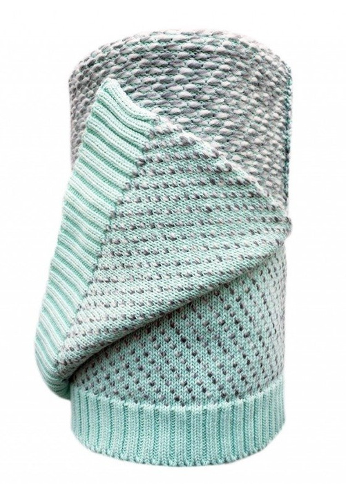 Oddychający koc bawełniany z wełną Miętowy LL4858-Lullalove, kocyki dla dzieci