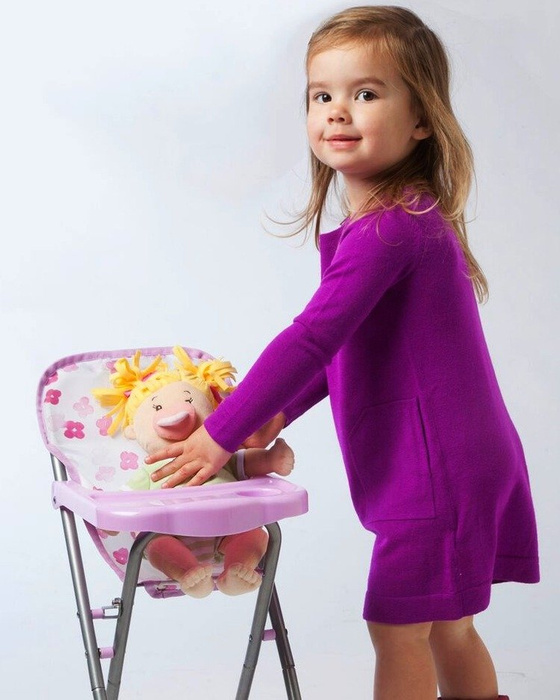 Krzesełko do karmienia lalki w kwiatki, Baby Stella, 153160-Manhattan Toy, akcesoria dla lalek