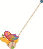 Pchacz drewniany dla dzieci Motyl Labelle Goki 54841 Zabawka na kiju wspierająca naukę chodzenia