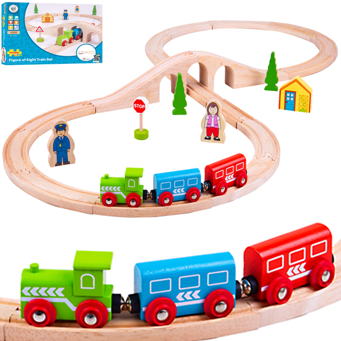 Kolejka drewniana ósemka Zielona Lokomotywa, BJT012-Bigjigs Rail