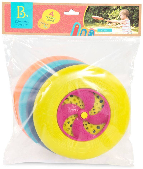 Zestaw 4 dysków do gry zręcznościowej w rzucanie i łapanie Disc-Oh! B.Toys BX1937Z Zabawy na powietrzu