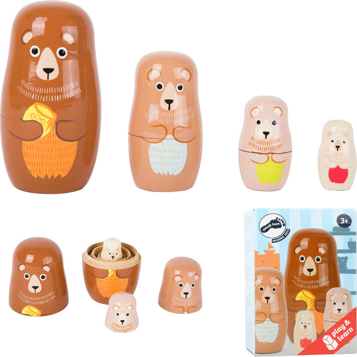 Misiowa Rodzinka drewniana matrioszka 10621-Small Foot, układanka dla dzieci