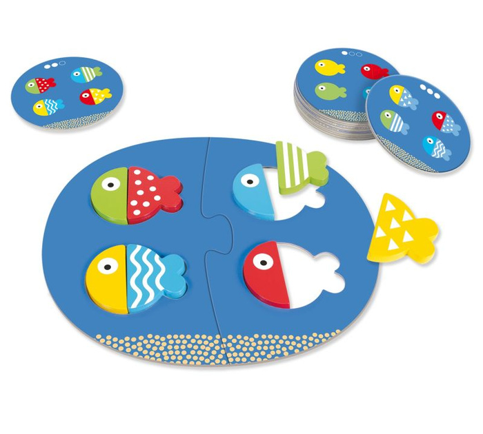 Gra edukacyjna Rybki dopasuj i miksuj Goula 53476 Drewniane zabawki dla dzieci
