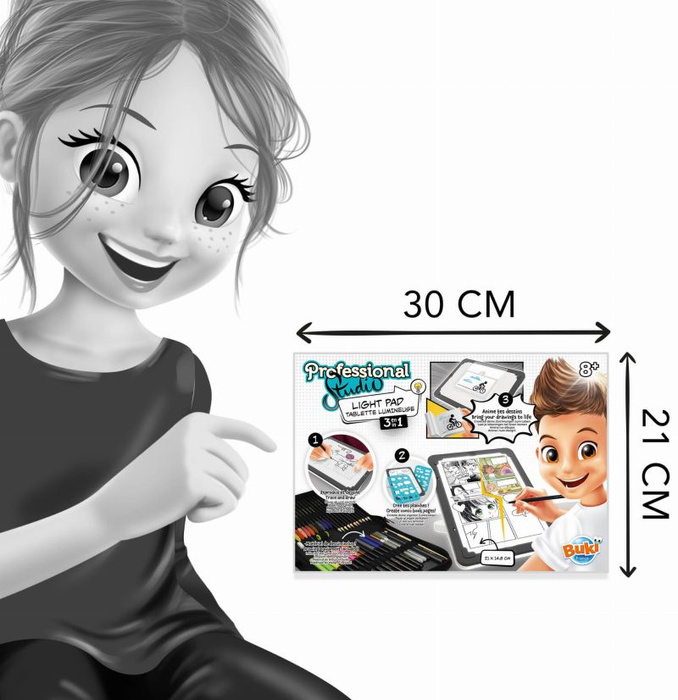 Tablet dla dzieci 3w1 z podświetleniem Buki 5432 odrysowywanie komiks flipbook