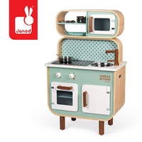 Dwustronna drewniana kuchnia z pralką 2w1 z dźwiękiem światłem LED i 8 akcesoriami Janod J06594