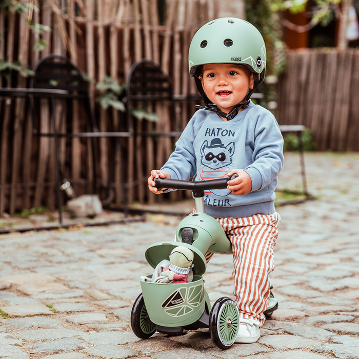 SCOOTANDRIDE Highwaykick 1 Lifestyle 2w1 Jeździk i hulajnoga z zamykanym schowkiem 1-5 lat Green Lines 96604