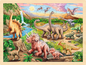 Puzzle drewniane Tropem Dinozaura 96 el. Goki 57348