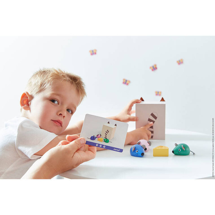 Drewniana układanka Orientacja w przestrzeni Kot i mysz J05078 Janod