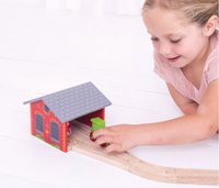 Dodatek do kolejki Czerwona parowozownia  BJT160-Bigjigs Rail, kolejki drewniane