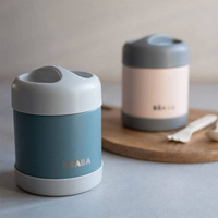 Termos na obiad dla dziecka ze stali nierdzewnej z hermetycznym zamknięciem 300 ml szaro turkusowy Beaba 912907