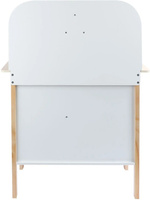 Drewniana kuchnia dla dzieci z naczyniami i zegarem różowy kolor światło dźwięk