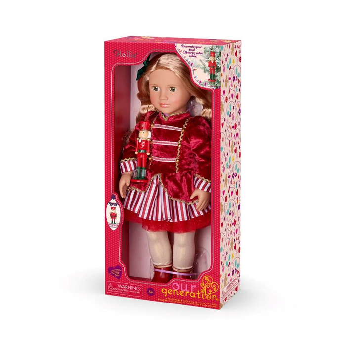 Lalka świąteczna Hollie 46 cm z ozdobą choinkową dziadek do orzechów Our Generation BD31745Z
