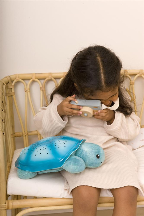 Lampka nocna z projekcją świetlną Cloud b® Twinkling Twilight Turtle™ Aqua CLTT-7323-T2 Żółw niebieski dla najmłodszych