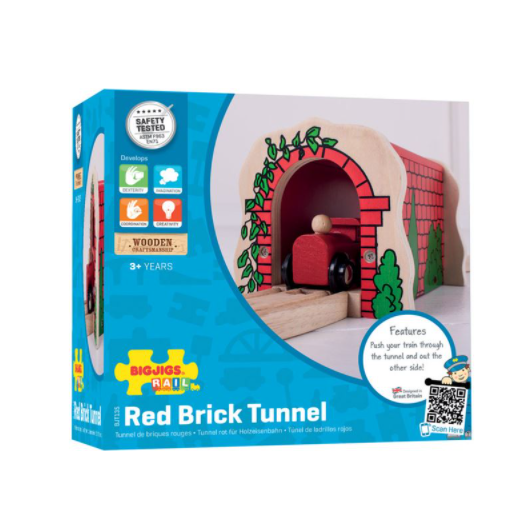 Drewniany, ceglany tunel do kolejki, BJT135-Bigjigs Rail