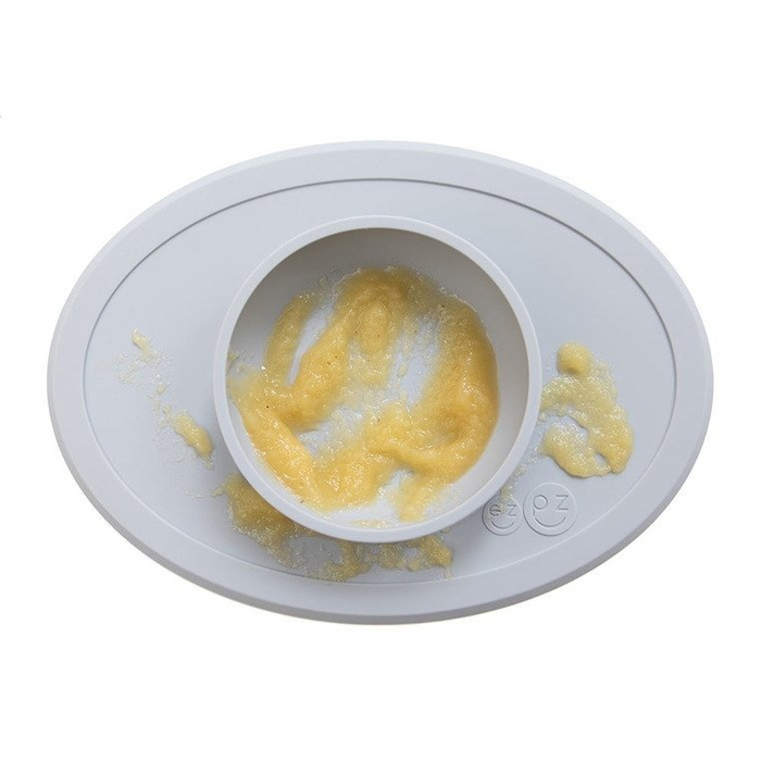 Komplet pierwszych naczyń silikonowych First Foods Set pastelowa szarość EUFFP003-EZPZ