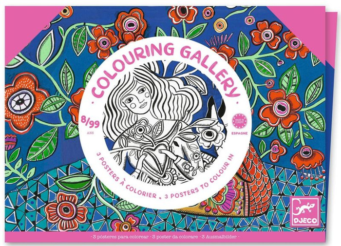 Obrazy do kolorowania w teczce KWIATY Djeco DJ08692 komplet 3 dużych obrazów