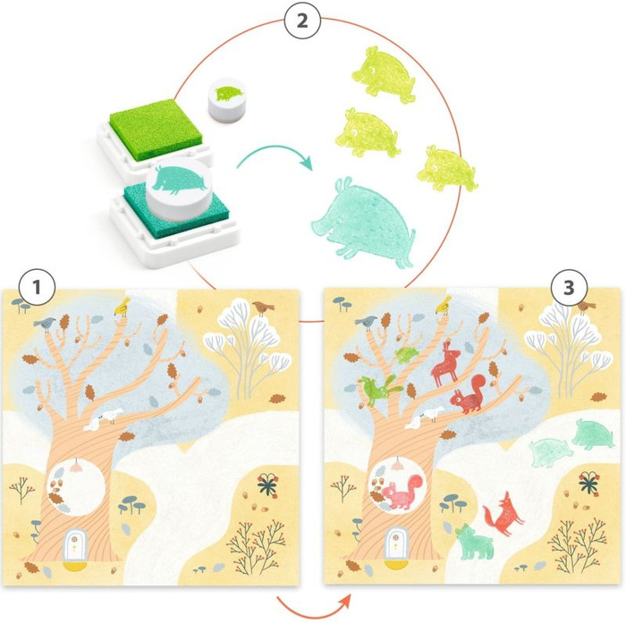 Zestaw artystyczny malowanie stempelkami Zwierzęta Djeco DJ09953