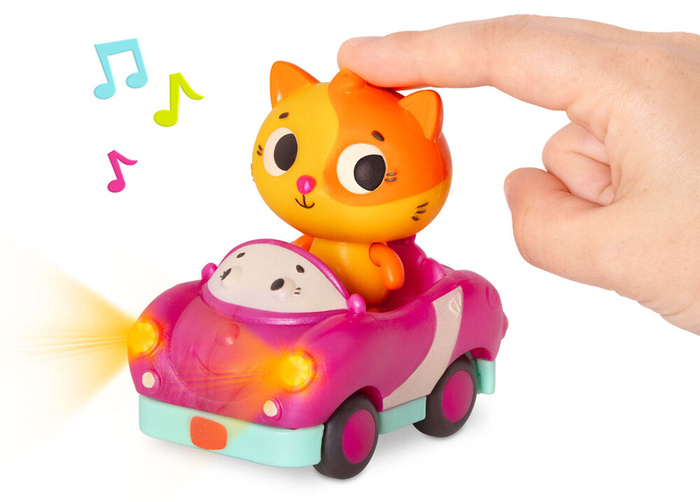 Zestaw 3 miękkich autek sensorycznych z efektem dźwiękowym i świetlnym Light Up Cars BX2314 B.toys