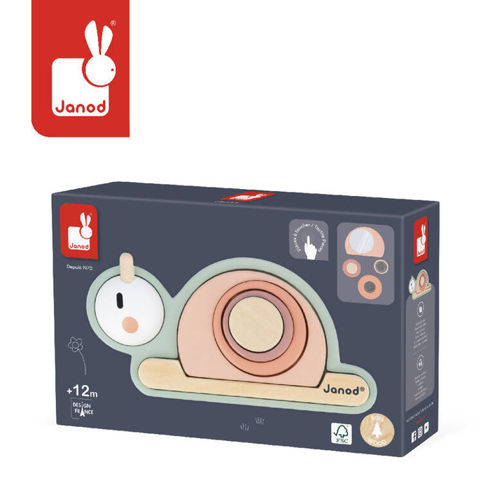 Drewniana układanka sensoryczna zmysł dotyku Ślimak Sweet Cocoon J04052 Janod