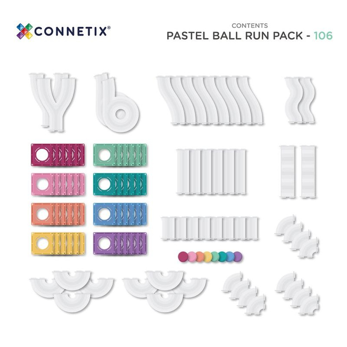Kulodrom klocki magnetyczne Pastel Ball Run Pack 106 el. Connetix 00106-BR
