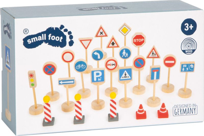Zestaw znaków drogowych do zabawy dla dzieci Small Foot 11736 drewniane zabawki dla dzieci