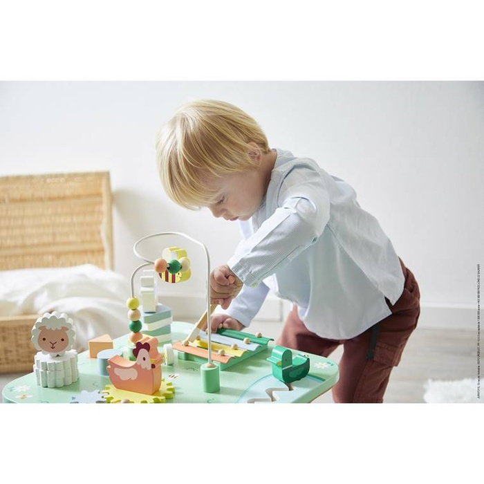 Wielofunkcyjny stolik edukacyjny Łąka 12 m+ J05327-Janod, zabawki motoryczne dla dzieci