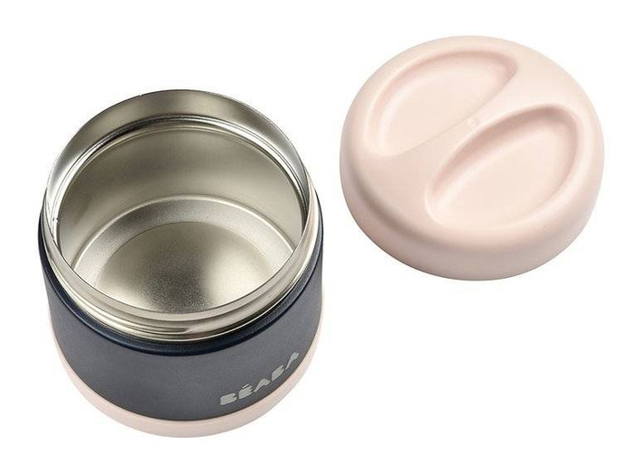 Termos na obiad dla dziecka ze stali nierdzewnej z hermetycznym zamknięciem 500 ml light pink/night blue Beaba 912910