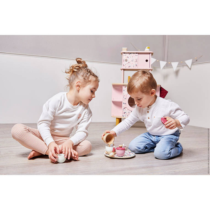 Dwustronna drewniana kuchnia Twist z 8 akcesoriami Janod J06616