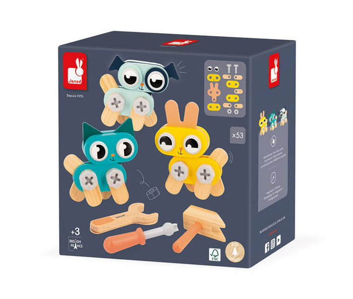 Drewniane zwierzątka do składania 53 elementy Brico Kids Janod J06450