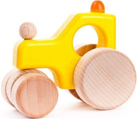 Drewniany samochód z ruchomym elementem "Walec parowy", 41610-BAJO - samochody zabawki