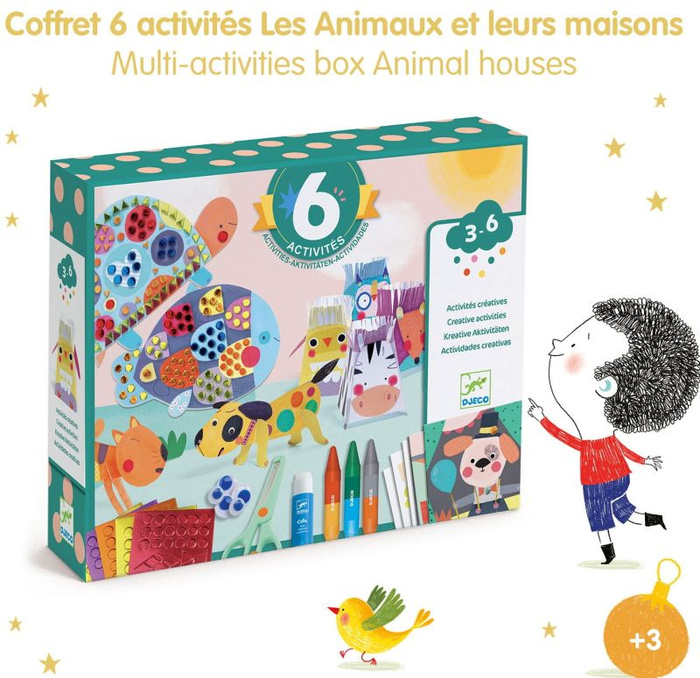 Zestaw artystyczny 6 w 1 Zwierzęta i ich domki Djeco DJ09293