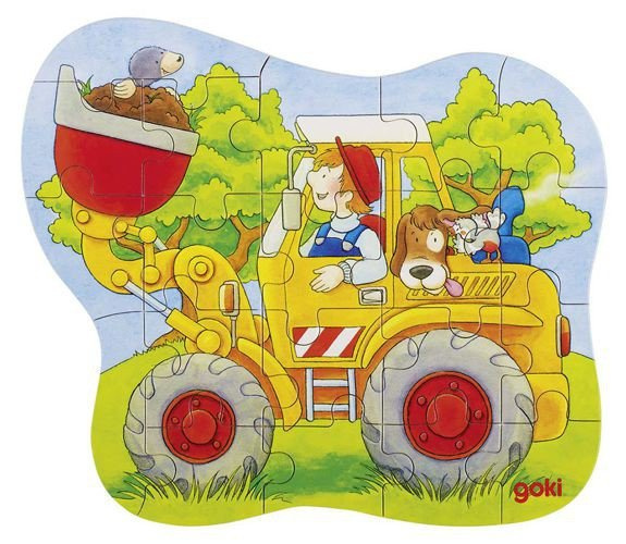 Puzzle konturowe 3 pojazdy straż koparka traktor 57518-Goki