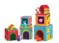 Klocki kartonowe Topanifarm, zestaw do zabawy ze zwierzakami, DJ09108-Djeco, zabawki z tektury