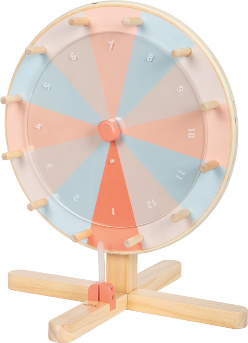 Konfigurowalne drewniane koło fortuny nagród z wymiennymi panelami i długopisem ścieralnym Przyjaciele z ogrodu Small Foot 12645