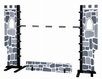 Zestaw dla Hobby Horse Koń na kiju brązowy z otwartą buzią i przeszkoda zamek Astrup