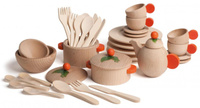 Drewniane Akcesoria kuchenne dla dzieci Erzi 10677 naturalny Zestaw do zabawy w gotowanie i odgrywanie ról