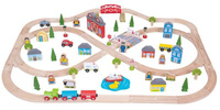 Kolejka drewniana z dodatkami 101 el. Miasto i wieś BJT015-Bigjigs Rail