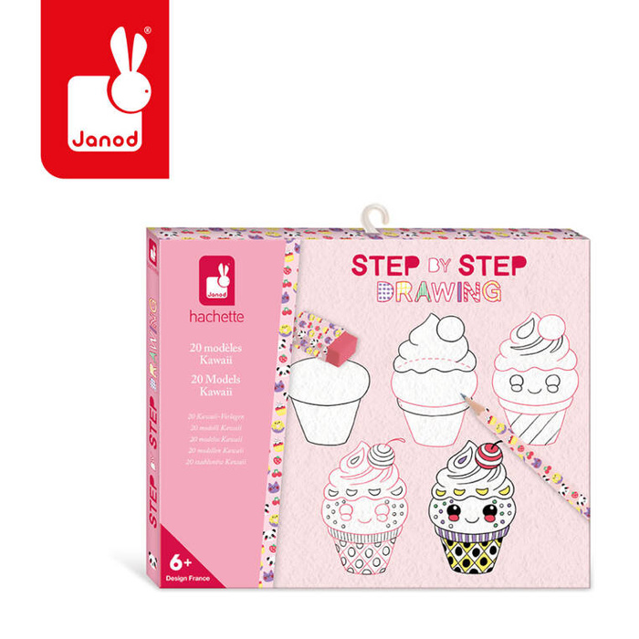 Zestaw kreatywny Rysowanie krok po kroku Modele kawaii 20 rysunków J09156 Janod