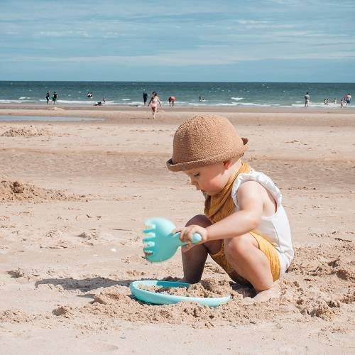 Komplet zabawek do piasku łopatka + grabki Raki Dark Blue + Vintage Blue Quut