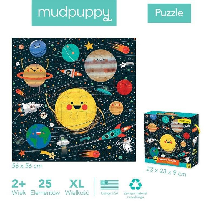 Tekturowe puzzle podłogowe Jumbo Układ słoneczny 25 el MP67975-Mudpuppy, puzzle dla dzieci