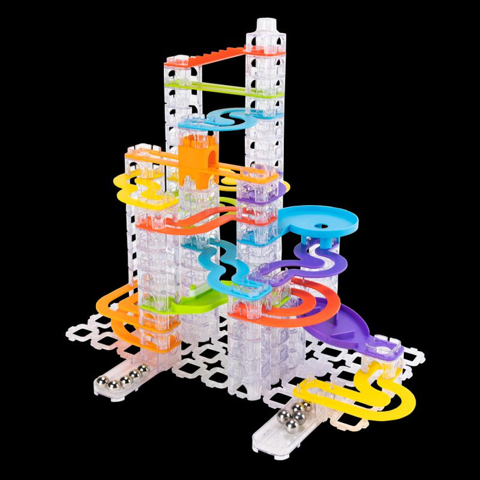 Kulodrom Trestle Tracks Deluxe Zestaw Konstruktorski 124 elementów Fat Brain Toys FA313-3 labirynt dla kulek