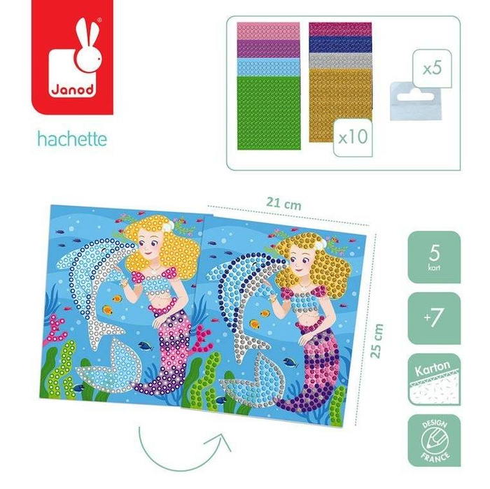 Zestaw kreatywny Mozaika Delfiny i syreny +7 J07961-Janod, zestaw artystyczny
