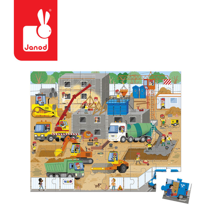 Puzzle w walizce Plac budowy 36 elementów Janod J02533