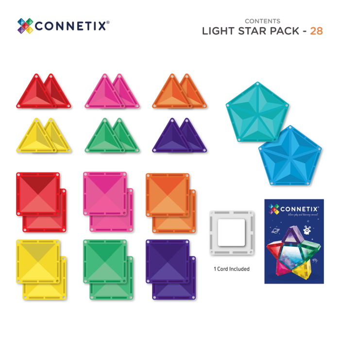 Klocki magnetyczne świecące Light Star Pack 28 el Connetix 00028-ST