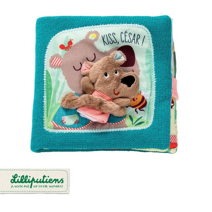 Książeczka z mini-pacynką wielofunkcyjna „Pocałuj Cesara” Niedźwiadek Cesar 86863-Lilliputiens