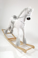 Bardzo duży biały koń na biegunach, zabawki dla dzieci na biegunach
