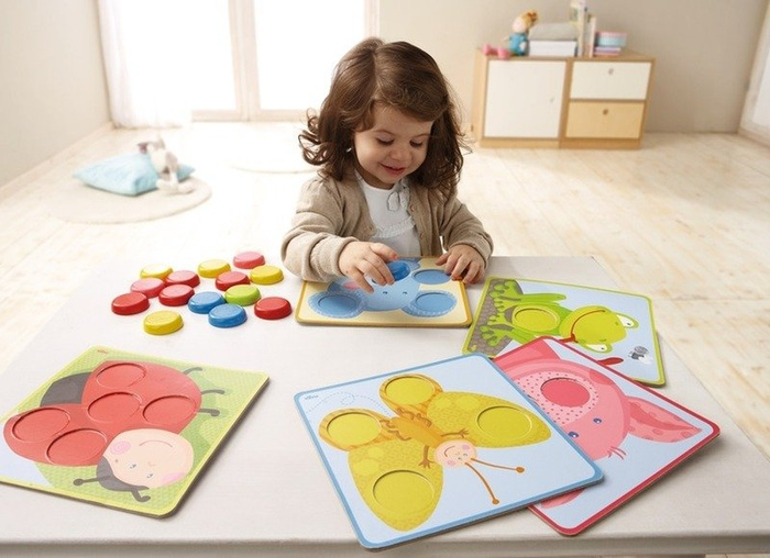 Układanka dla najmłodszych, Kolory świata zwierząt, HB301059-Haba, zabawa w dopasowywanie