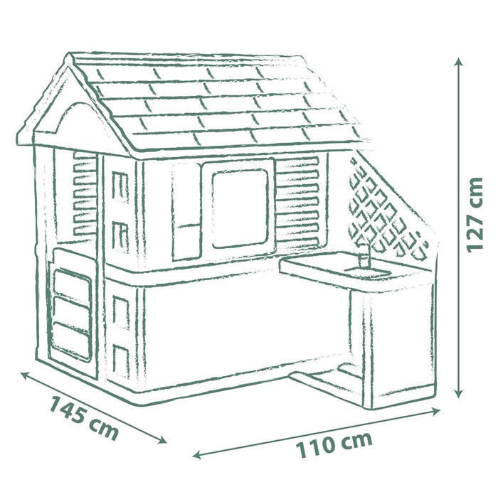 Wielofunkcyjny Domek Nature z kuchnią + 17 akcesoriów Smoby 810739 dla dzieci do aktywnej zabawy w ogrodzie