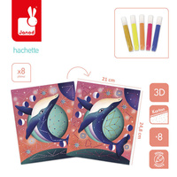 Zestaw kreatywny z farbkami Malowanie kropkami Puentylizm 3D Kosmiczne zwierzęta Janod J09168